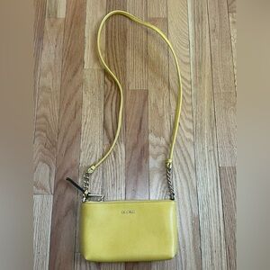 Calvin Klein Yellow Pebbled Leather Crossbody Bag with Chain Strap